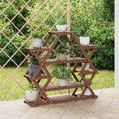 The Living Store Plantenstandaard - Houten Plantenrek - 110 x 25 x 105 cm - Gecarboniseerd Bruin