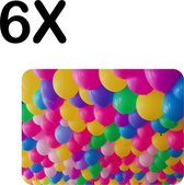 BWK Stevige Placemat - Feestelijke Ballonnen in Veel Kleuren - Set van 6 Placemats - 40x30 cm - 1 mm dik Polystyreen - Afneembaar