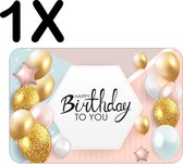 BWK Luxe Placemat - Happy Birthday - Verjaardag Sfeer met Ballonnen - Set van 1 Placemats - 45x30 cm - 2 mm dik Vinyl - Anti Slip - Afneembaar