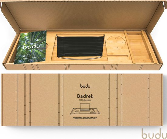 Budu Badplank Bamboe - Badplank hout - Badplank voor in bad - Verstelbaar / Uitschuifbaar - Badrekje - Bamboe badrek - 70-105 cm - budu