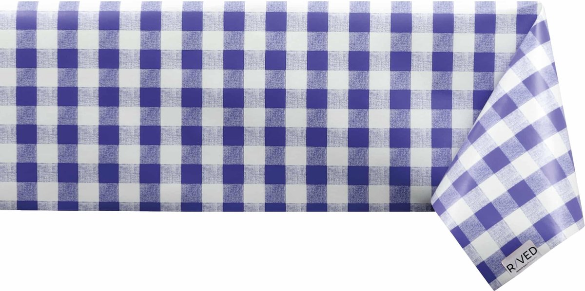 Raved Tafelzeil – 140 cm x 50 cm – Boerenbont Ruit Donker Blauw – PVC – Afwasbaar