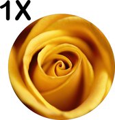 BWK Flexibele Ronde Placemat - Close-Up van een Geel / Gouden Roos - Bloem - Set van 1 Placemats - 50x50 cm - PVC Doek - Afneembaar