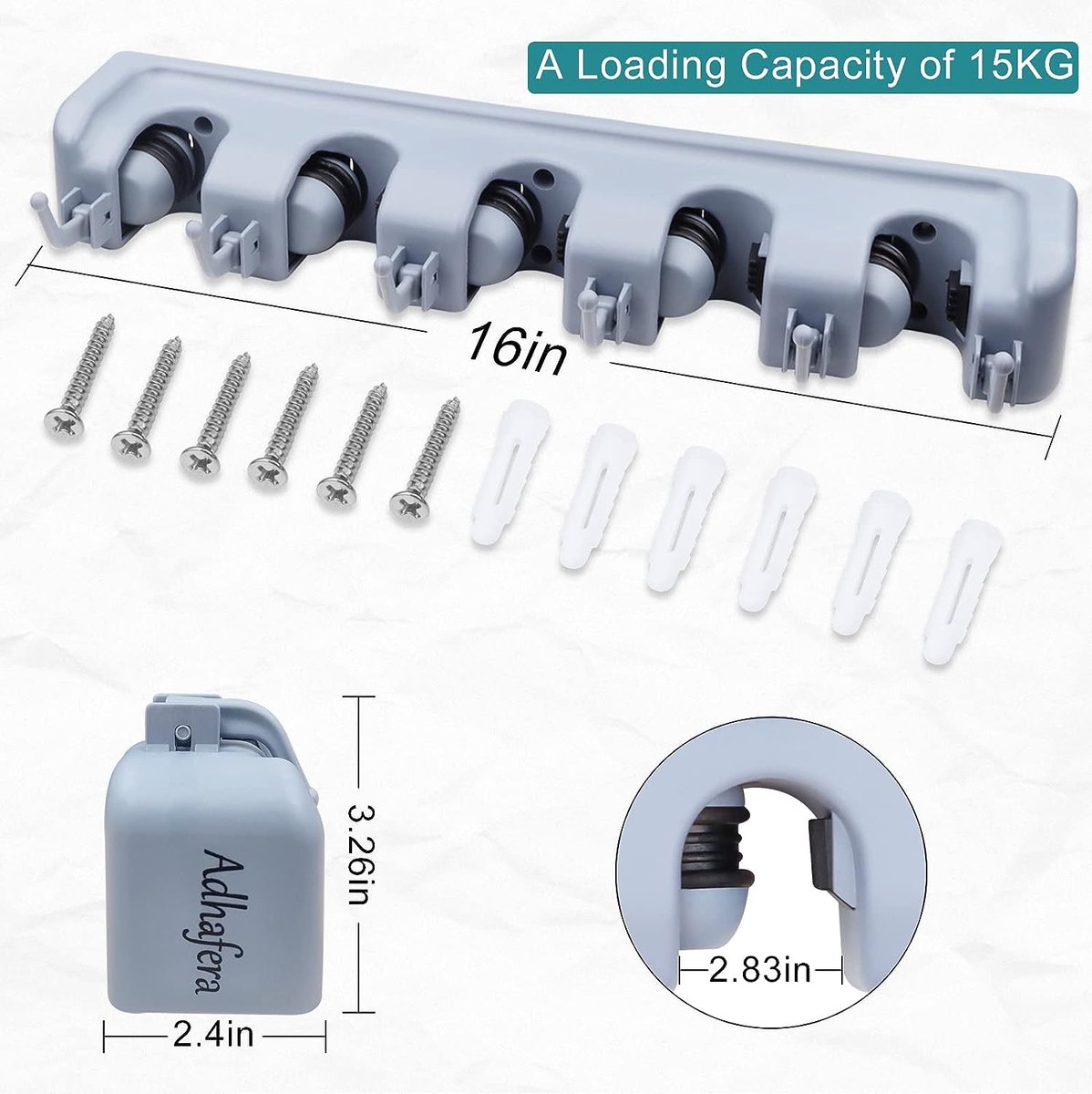 Lot de 1/2 support mural pour balai et vadrouille, support mural pour  organisateur de balai