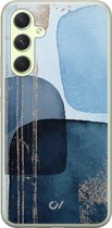 Hoesje geschikt voor Samsung Galaxy A54 - Blue Abstract Shapes - Bloemen - Blauw - Soft Case Telefoonhoesje - TPU Back Cover - Casevibes
