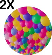 BWK Flexibele Ronde Placemat - Feestelijke Ballonnen in Veel Kleuren - Set van 2 Placemats - 50x50 cm - PVC Doek - Afneembaar