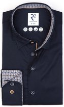 R2 Amsterdam - Overhemd Twill Navy - Heren - Maat 44 - Modern-fit