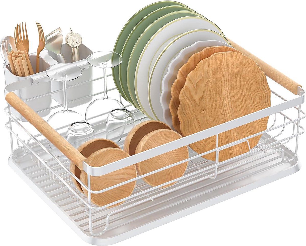 Goedkoopste Afdruiprek servies, afdruiprek, afdruiprek, afdruiprek, afdruiprek voor keukenaanrecht, gootsteen, organizer (wit