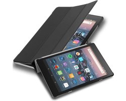 Cadorabo Tablet Hoesje geschikt voor Kindle FIRE HD 8 2017 / 2018 (7. und 8. Gen.) in SATIJN ZWART - Ultra dun beschermend geval met automatische Wake Up en Stand functie Book Case Cover Etui
