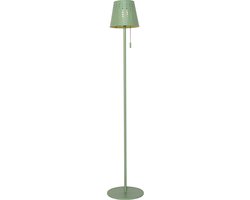 Foto: Qazqa ferre design dimbare led draadloze oplaadbare vloerlamp usb staande lamp met dimmer met solar zonne energie 1 lichts h 94 cm groen buitenverlichting