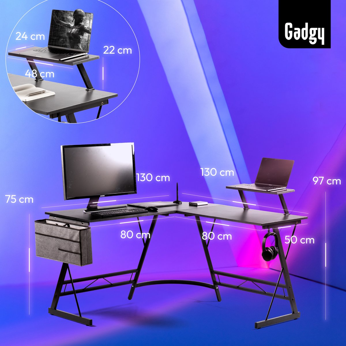 Gadgy Gadgy Carbon PRO Gaming Bureau - afbeelding 2
