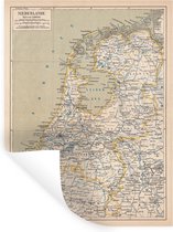 Muurstickers - Sticker Folie - Kaart van Nederland uit 1877 - 60x80 cm - Plakfolie - Muurstickers Kinderkamer - Zelfklevend Behang - Zelfklevend behangpapier - Stickerfolie