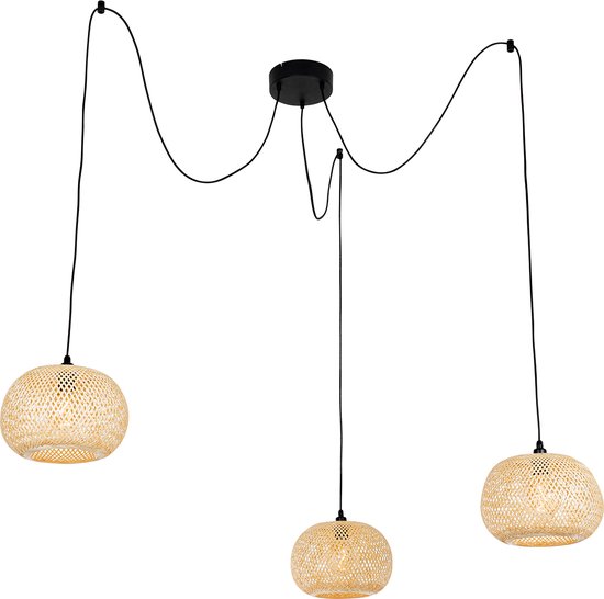 QAZQA rafael - Oosterse Hanglamp voor buiten voor boven de eettafel | in eetkamer - 3 lichts - Ø 129 cm - Naturel - Buitenverlichting