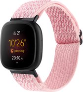 Compatible By Qubix Fitbit Versa 3-4 et Sense 1-2 - Bracelet en nylon rose pour montre intelligente - Bracelet de montre