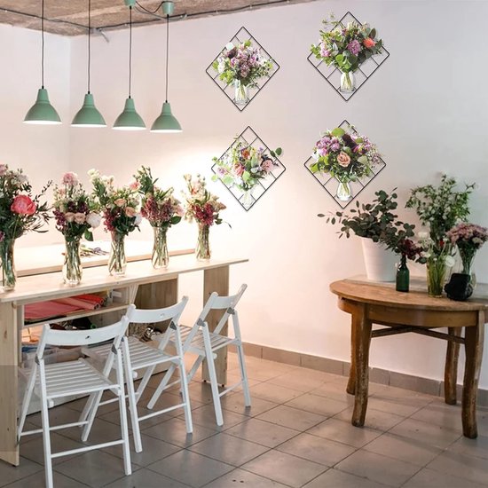Magic 3D Plantes Vertes Vibrantes Bouquet de Fleurs Vases Grille Décoration  Murale