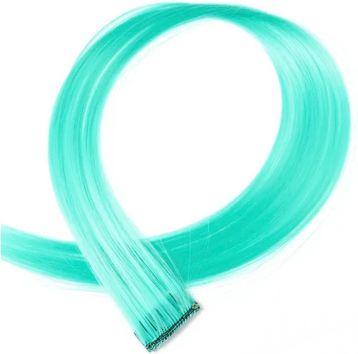 Clip in hair extension Turqouise - plukje haar turquoise - haar extention zee groen - clip in plukje haar turquoise - nep haar plukje - haar extension