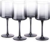 set van vier wijnglazen - Grijs getinte wijnglazen met hoge voet - Elegante wijnglazenset - Voor het serveren van wijn, cocktails, of desserts