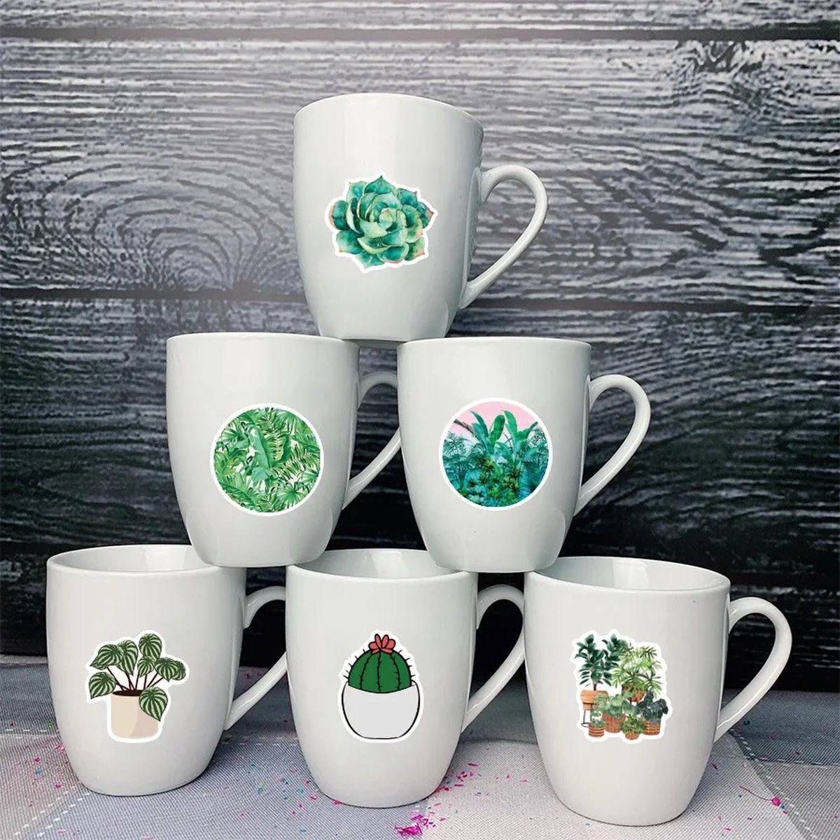 Planten Stickers 50 Stuks | Groene Stickers | Cactus | Monstera | Ficus | Kamerplanten | Grappige Stickers | Laptop Stickers | Stickers Kinderen en Volwassenen | Stickervellen | Plakstickers | Koffer Stickers | Stickers Bullet Journal en Planner — afbeelding 6