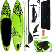 Bol.com The Living Store Paddleboard - opblaasbaar SUP board - groen - 366 x 76 x 15 cm - draagtas inbegrepen aanbieding