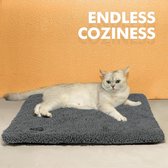 Kattendeken, zelfverwarmende deken voor katten en honden, kattenbed, pluizig en zacht, warmtedeken kat, zelfverwarmende deken, thermische deken, geruisloos, donkergrijs, 74 x 48 cm