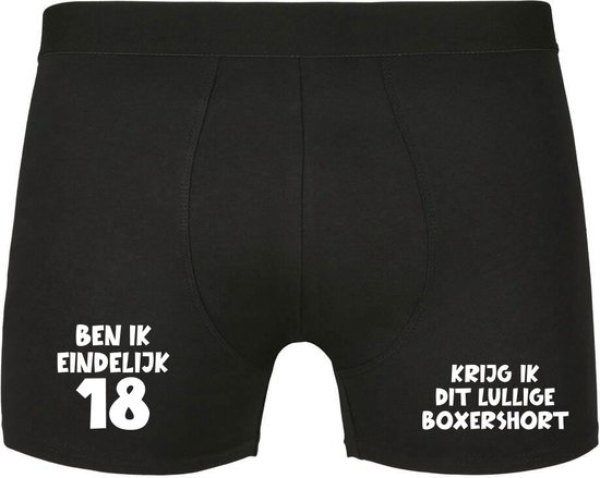 Ben ik eindelijk 18, krijg ik dit lullige boxershort Heren Boxershort - verjaardag - jarig - 18e verjaardag - feest - onderbroek - grappig