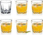 Drinkglazen van hoogwaardig glas, set van 6 waterglazen, dikwandige sapglazen, geribbelde glazen voor water, drankjes, sap, party, cocktailglazen, drankglazen (laag, 300 ml)'