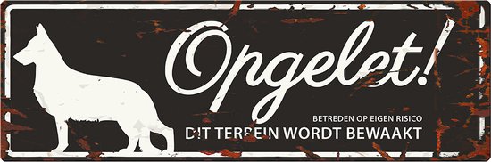 WARNING SIGN GERMAN SHEPHERD N 40x14cm noir