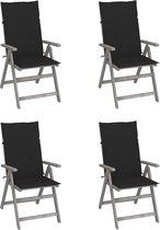 The Living Store Verstelbare stoelenset Acaciahout - Grijs - 57 x 69 x 111 cm
