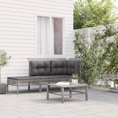 The Living Store Tuinhoekbank - Grijs PE-rattan en gepoedercoat staal - 65 x 65 x 75 cm (B x D x H) - Weerbestendig