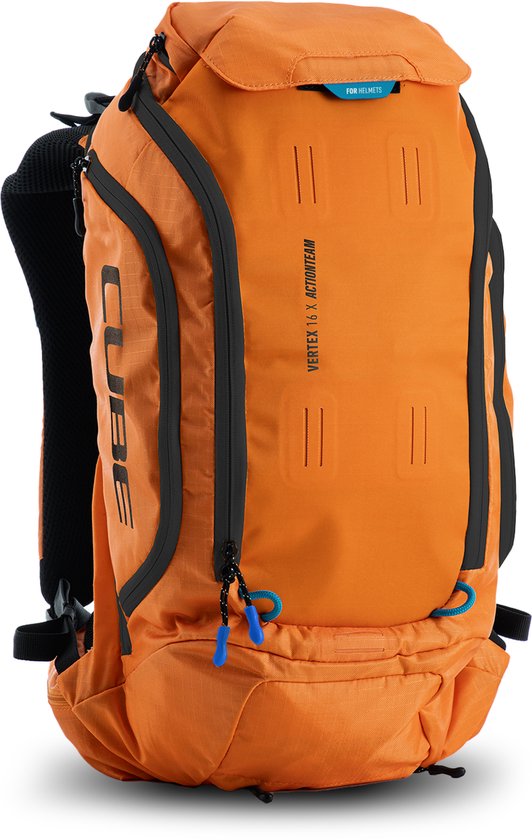 CUBE Rugzak Vertex 16 X ACTIONTEAM - Rugtas - Protectorband, helmdrager, goggle-compartiment en regenhoes - Polyester - 16 Liter - Oranje