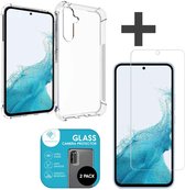 iMoshion Shockproof Case & Screenprotector Gehard Glas & 2 Pack Camera Lens Protector Geschikt voor Samsung Galaxy A54 (5G) hoesje - Transparant