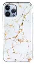 iPhone 12 / 12 PRO Hoesje - Siliconen Back Cover - Marble Print - Wit Marmer - Provium