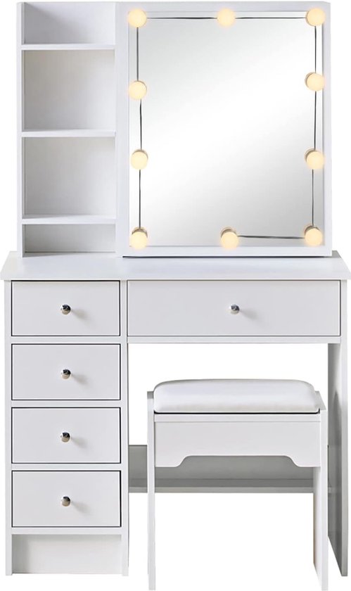 Coiffeuse Witte Table de maquillage moderne avec miroir coulissant à lumière  LED