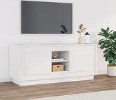 The Living Store TV-meubel - Trendy - Praktisch - Opbergruimte- 4 vakken - Stevig blad - Praktische deuren - Handleiding bijgevoegd - Kleur- wit - Materiaal- bewerkt hout - Afmetingen- 102 x 35 x 45 cm (B x D x H)