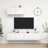 The Living Store TV Meubel - Wit - 80 x 30 x 30 cm - Bewerkt hout