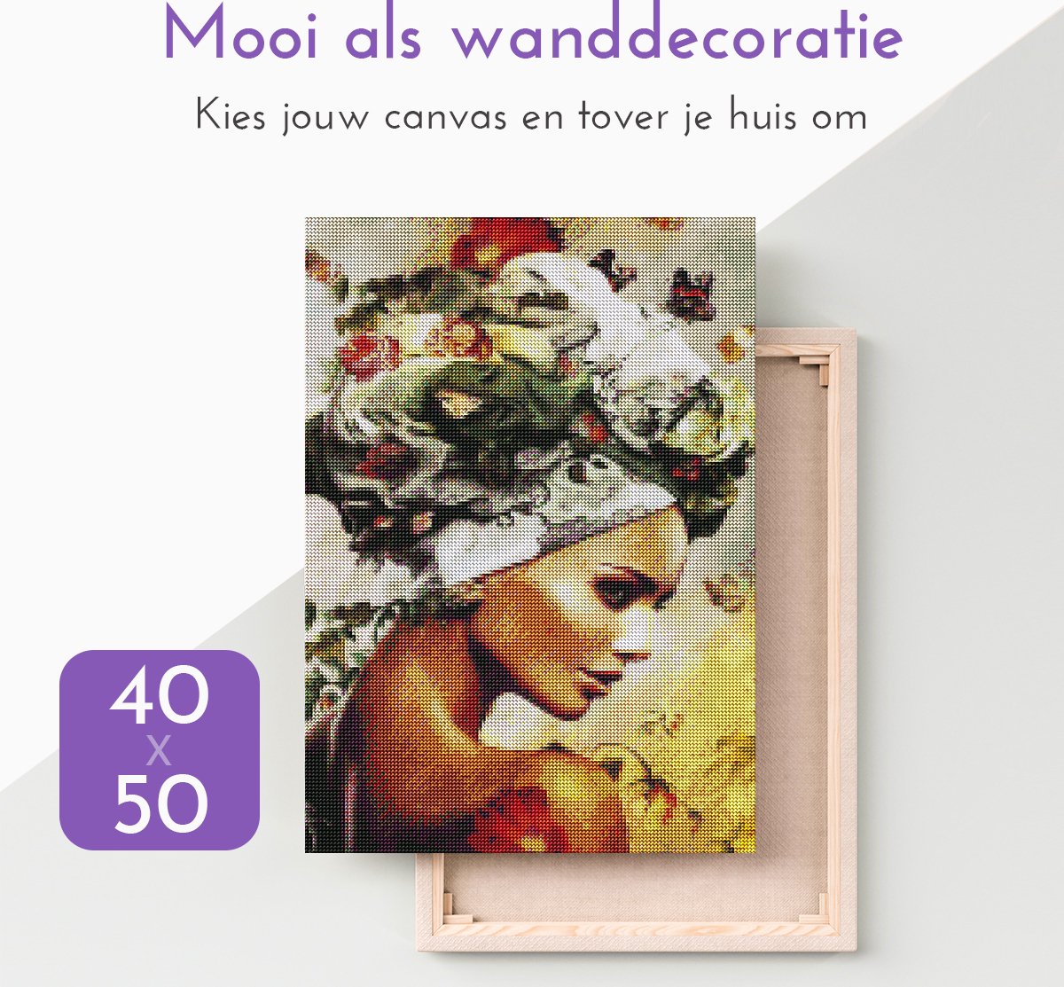 Lienz® Diamond Painting volwassenen 40x50cm – Rond – Vrouw – Bloemen – Vlinders – Volledig – Pakket Volwassenen — afbeelding 10