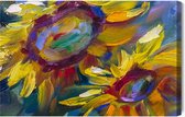Painting King - Peinture sur toile Tournesols colorés tels que peints - 30 x 20 cm