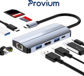 USB-C Hub - 9 in 1 - Ethernet - USB 3.0 - HDMI - USB-C Docking Station adapter splitter -Grijs - Provium