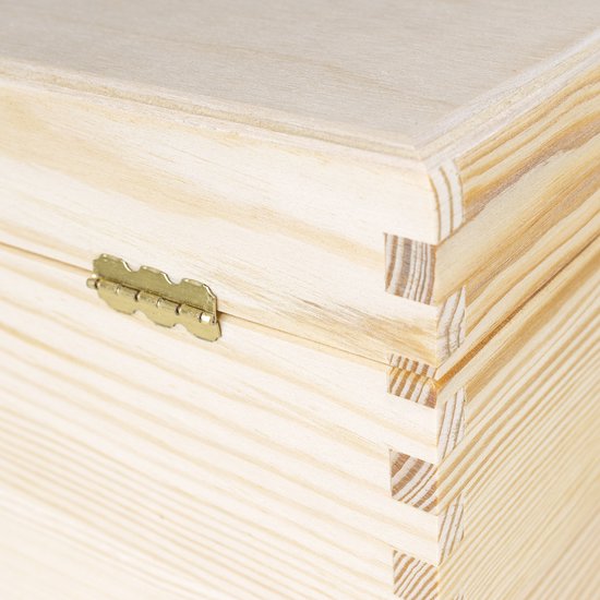 LAUBLUST Houten kist met deksel en slot - 40x30x14cm, naturel, FSC® - Opbergdoos | Geheugenbox | Ambachtelijke en geschenkdoos