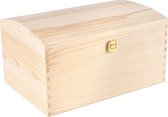 Creative Deco Grande Boîte Coffre au Trésor Coffre de Rangement en Bois | 34,5 x 25 x 19,2 cm | Art de cadeau en bois | avec un couvercle