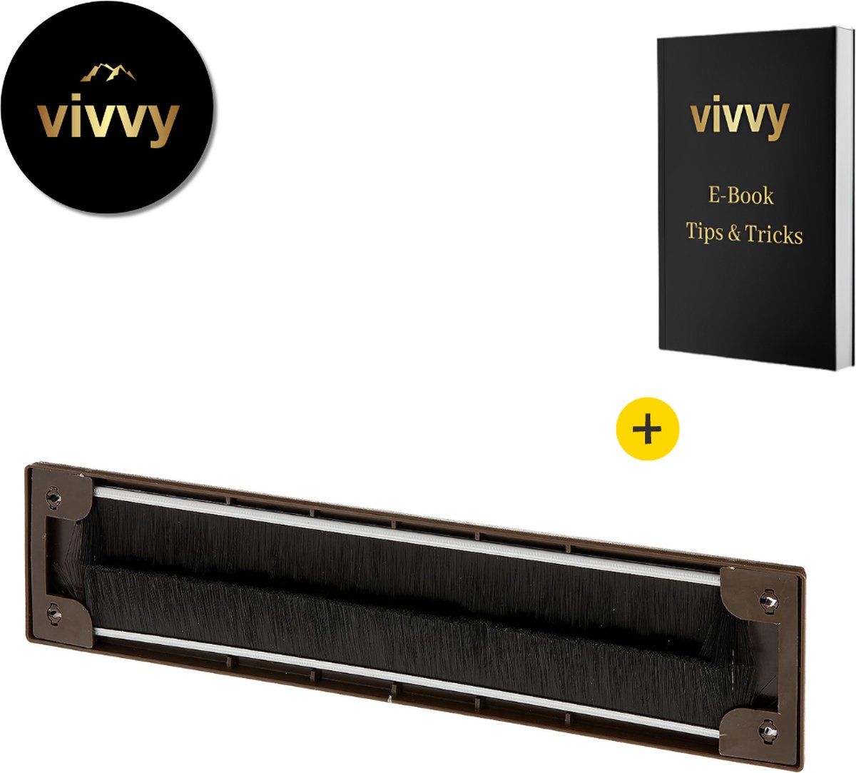 Brievenbus Tochtwering Met Klep - Brievenbus Borstel 2 In 1 - Tochtklep Vorstbestendig - 100% Tevredenheidsgarantie - 340*76 Mm