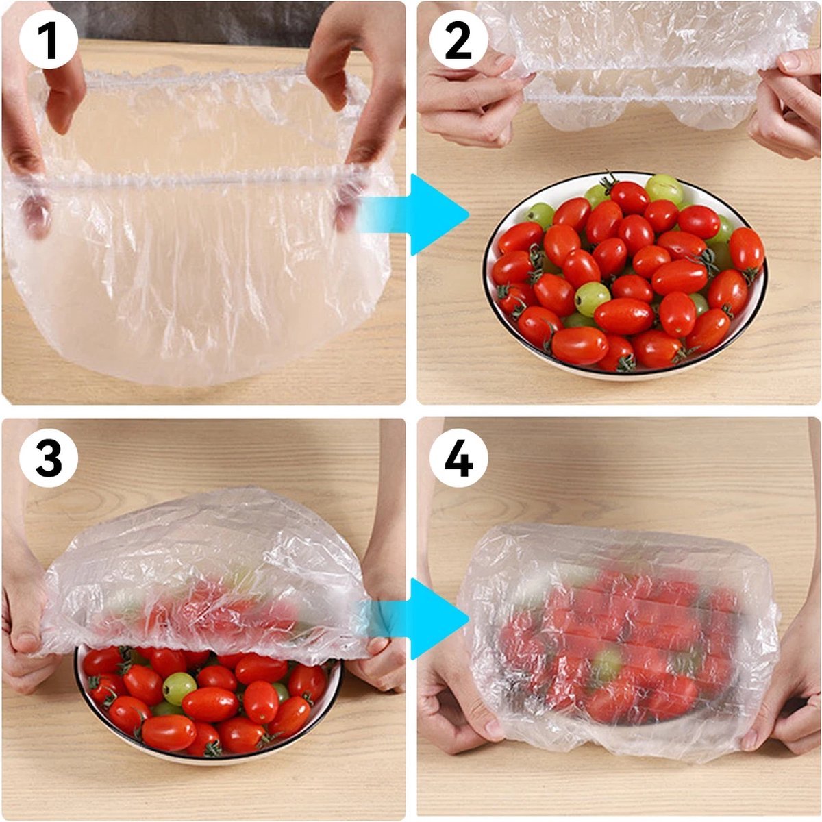 100pcs/set Couverture de stockage alimentaire en plastique jetable