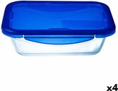 Lunch Box Hermétique Pyrex Cook&go 30 x 23 cm 3,3 L Rectangulaire Glas Blauw (4 Pièces)