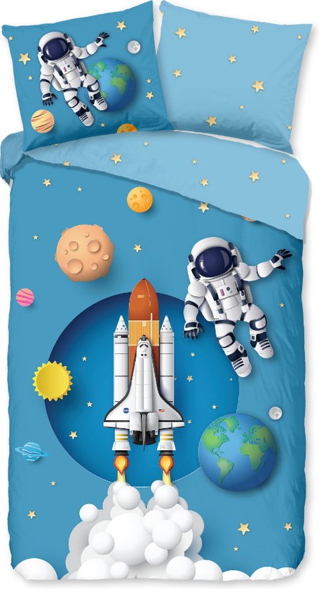 Leuke kids dekbedovertrek Spaceman - 140x200/220 (eenpersoons) - vrolijke en kleurrijke uitstraling - hoogwaardige kwaliteit - heerlijk zacht en soepel - ademend en huidvriendelijk - ideaal voor de kinderkamer
