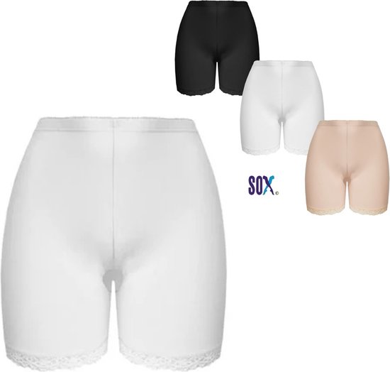 SOX Boxershort en Katoen Ultra Doux Femme avec Jambes Longues et Entrejambe Wit XL