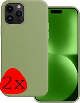 Hoes Geschikt voor iPhone 15 Pro Max Hoesje Siliconen Back Cover Case - Hoesje Geschikt voor iPhone 15 Pro Max Hoes Cover Hoesje - Groen - 2 Stuks