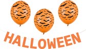 PartyDeco Guirlande/bannière de fête d'Halloween - 2,5 mètres - orange - en papier - avec ballons