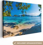Peintures sur toile - Plage - Mer - Bateau - Majorque - 120x80 cm - Décoration murale