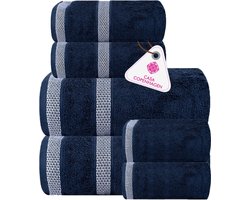 Solitaire handdoekenset, ontworpen in Denemarken, 600 g/m², hotel & spa, keuken & badkamer, Egyptische catoen, 6-delige set met 2 badhanddoeken, 2 handdoeken, 2 washandjes, marineblauw