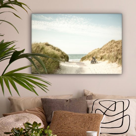 Toile Peinture Plage - Dune - Ciel - 150x100 cm - Décoration murale