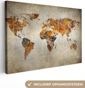 Canvas Wereldkaart - 90x60 - Wanddecoratie Wereldkaart - Vintage - Abstract - Kinderen - Jongens - Meisjes